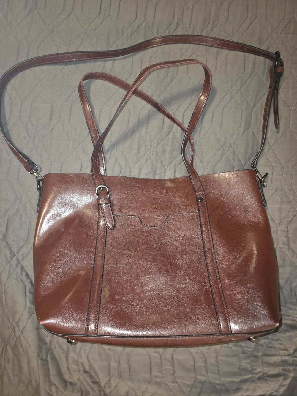 Women’s Merlot Brown Leather Tote Bag - Classic Everyday Shoulder Bag